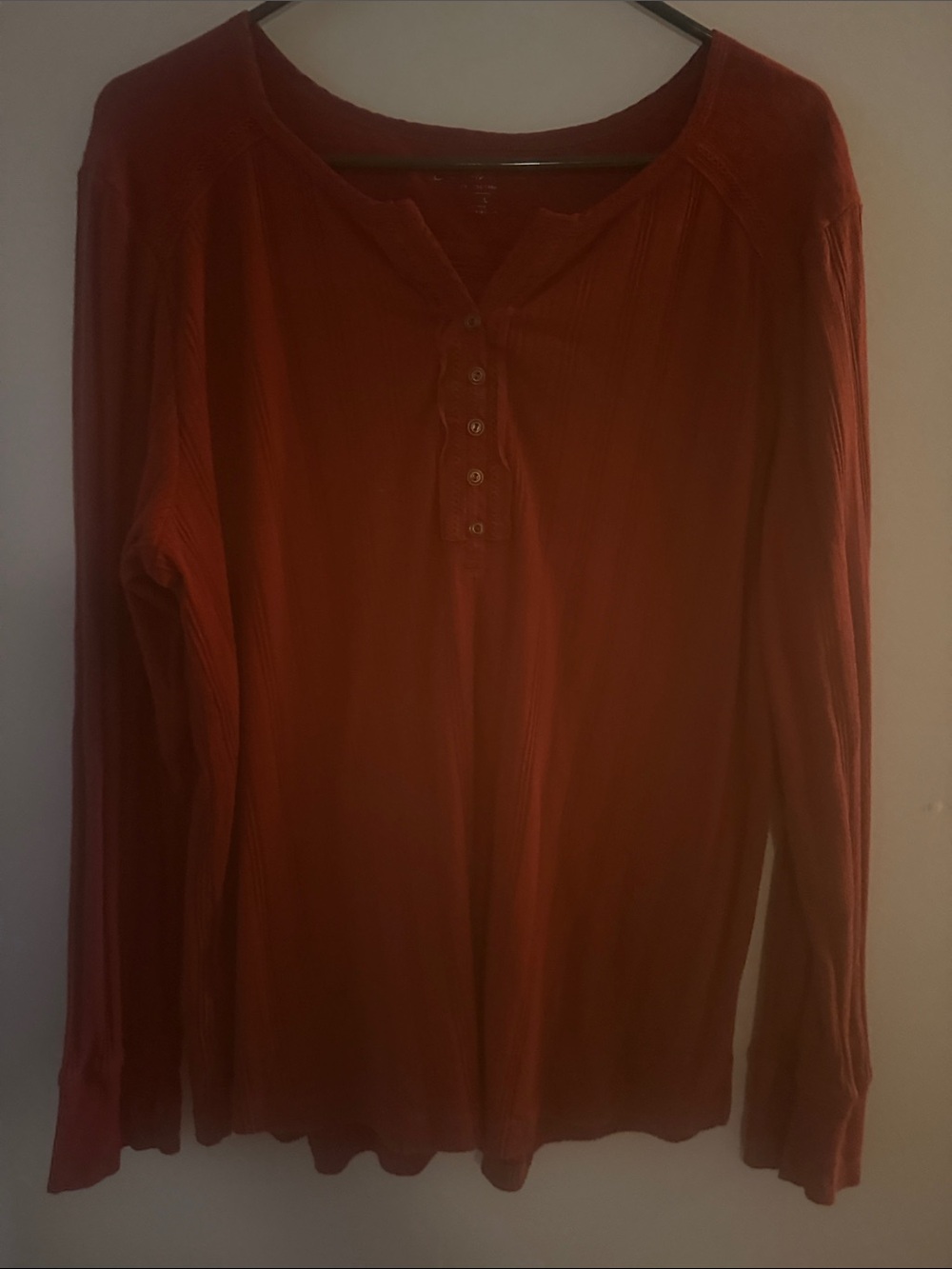 Eddie Bauer Rust Orange Long-Sleeve Henley